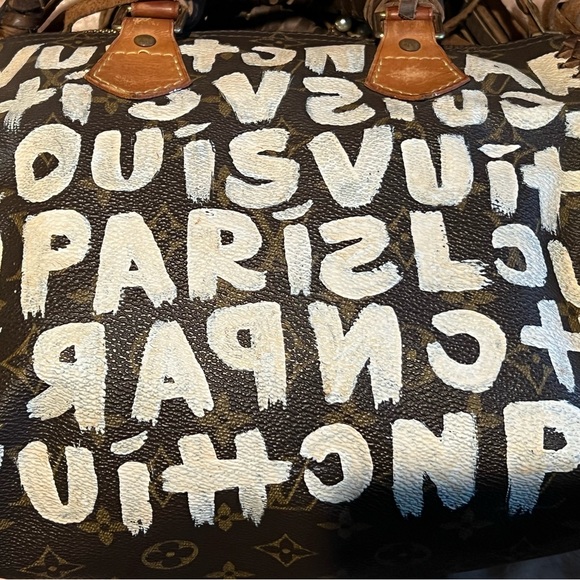 LOUIS VUITTON Speedy 25 Purse LV Monogram Graffiti Boho Pearl Fringe Bag HOST PK - Picture 16 of 16